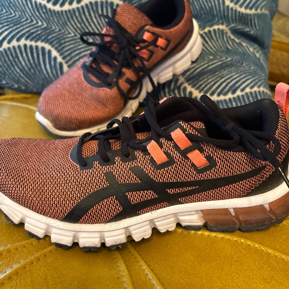 Asics Black and Coral Athletic Shoes